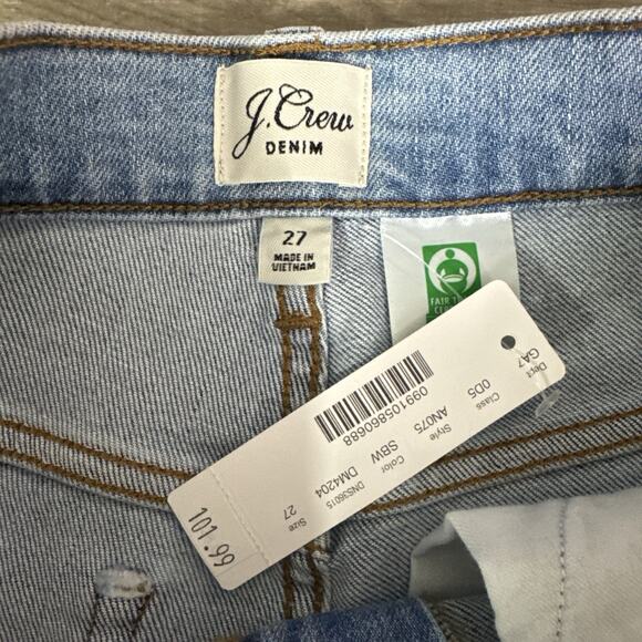 J. Crew Slim Boyfriend Jean Distressed Frayed Hem Light Wash Jeans sz 27 - Picture 5 of 9